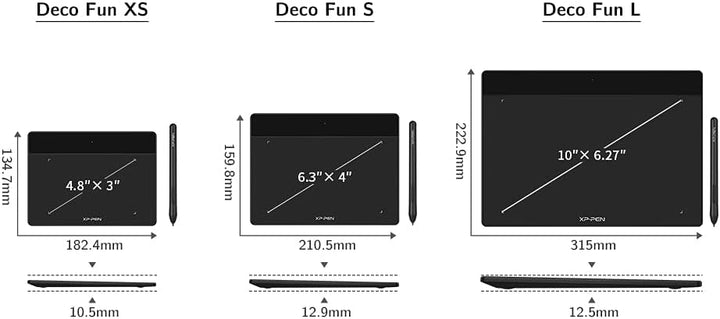 XP-PEN Deco Fun S Grafiktablett mit passivem Stylus-Stift, 8192 Stufen mit 60°-Neigung, 15,2 x 10,2