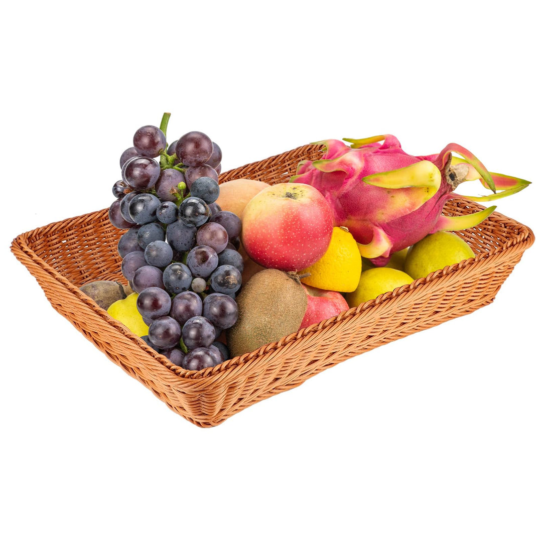 Tissting Rechteckige Rattan Gewebter Brotkorb Lebensmittel Brot Obst Aufbewahrungskorb Tischplatte E