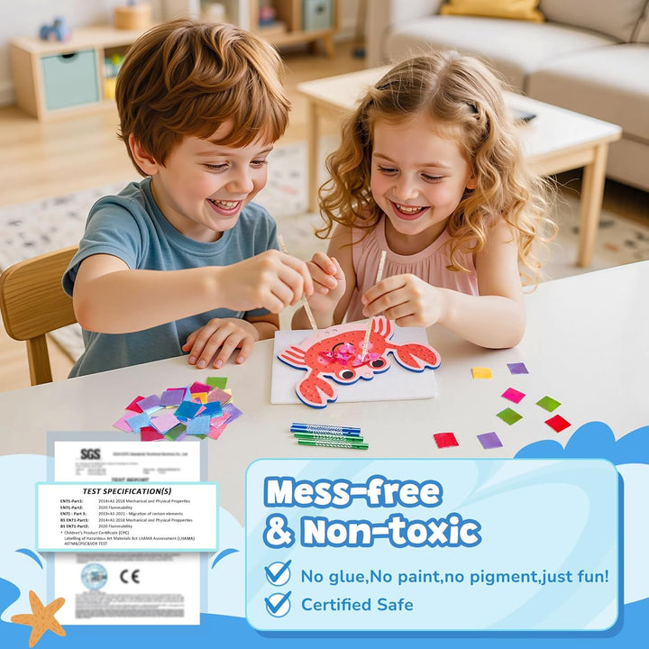 JoyCat Poke Art Basteln Kinder, Windspiel mit Meerestieren, 3D Bastelset mit klingenden Windspielele