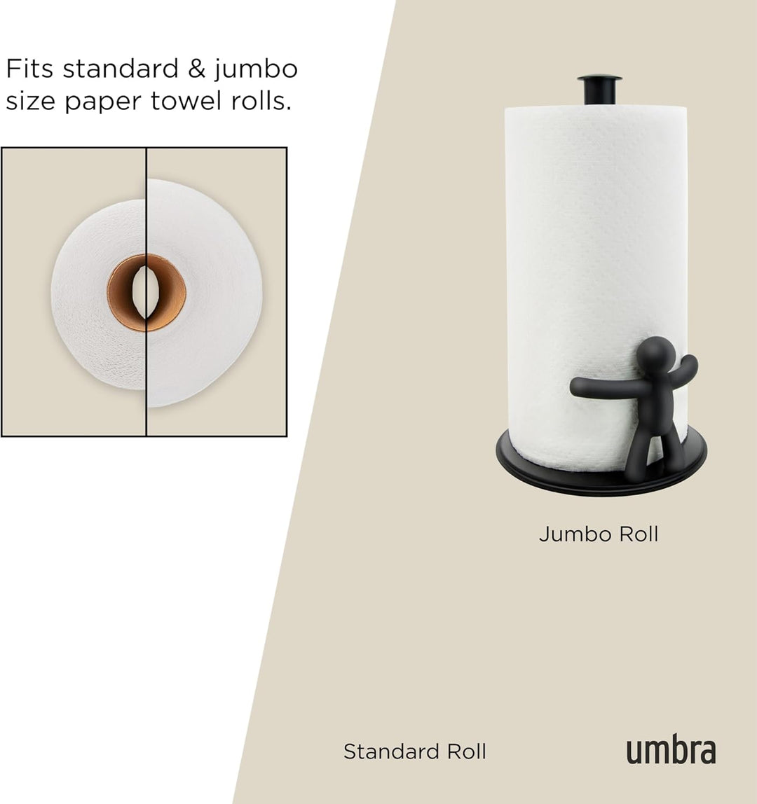 Umbra Buddy Küchenrollenhalter Schwarz stehend, Zewa Rollenhalter und Papierrollenhalter für Küchent
