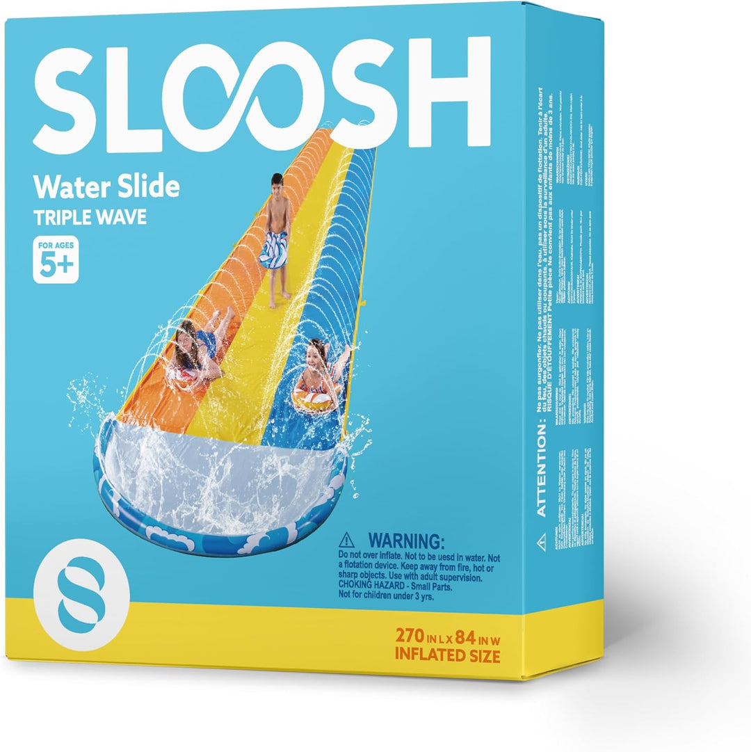 Sloosh 22,5ft x 84in/685.8*213.3cm Wellen Dreifach-Garten-Wasserrutsche, strapazierfähige Wasserruts