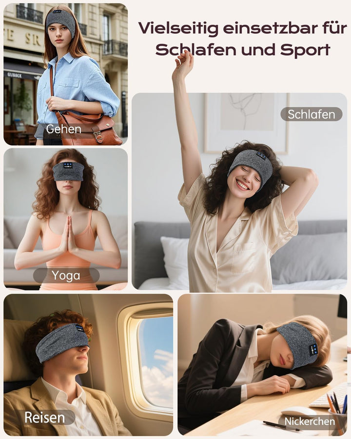 MUSICOZY Schlafkopfhörer Bluetooth, Schlaf Kopfhörer Seitenschläfer Kabellos Sport Kopfhörer Stirnba