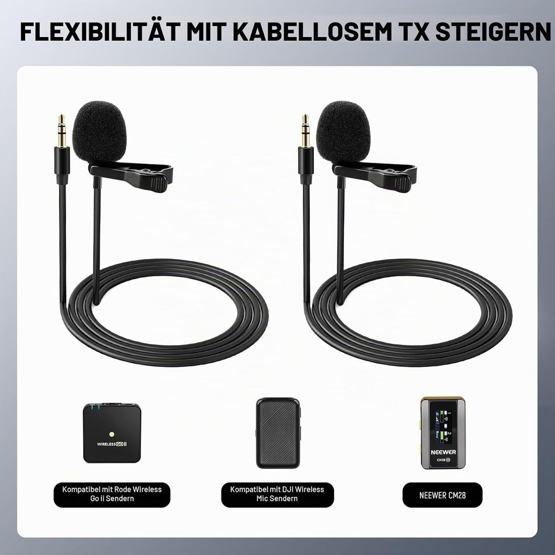 Neewer Lavalier-Ansteckmikrofon, kompatibel mit Rode Wireless GO II Wireless Pro DJI Wireless Mikrof