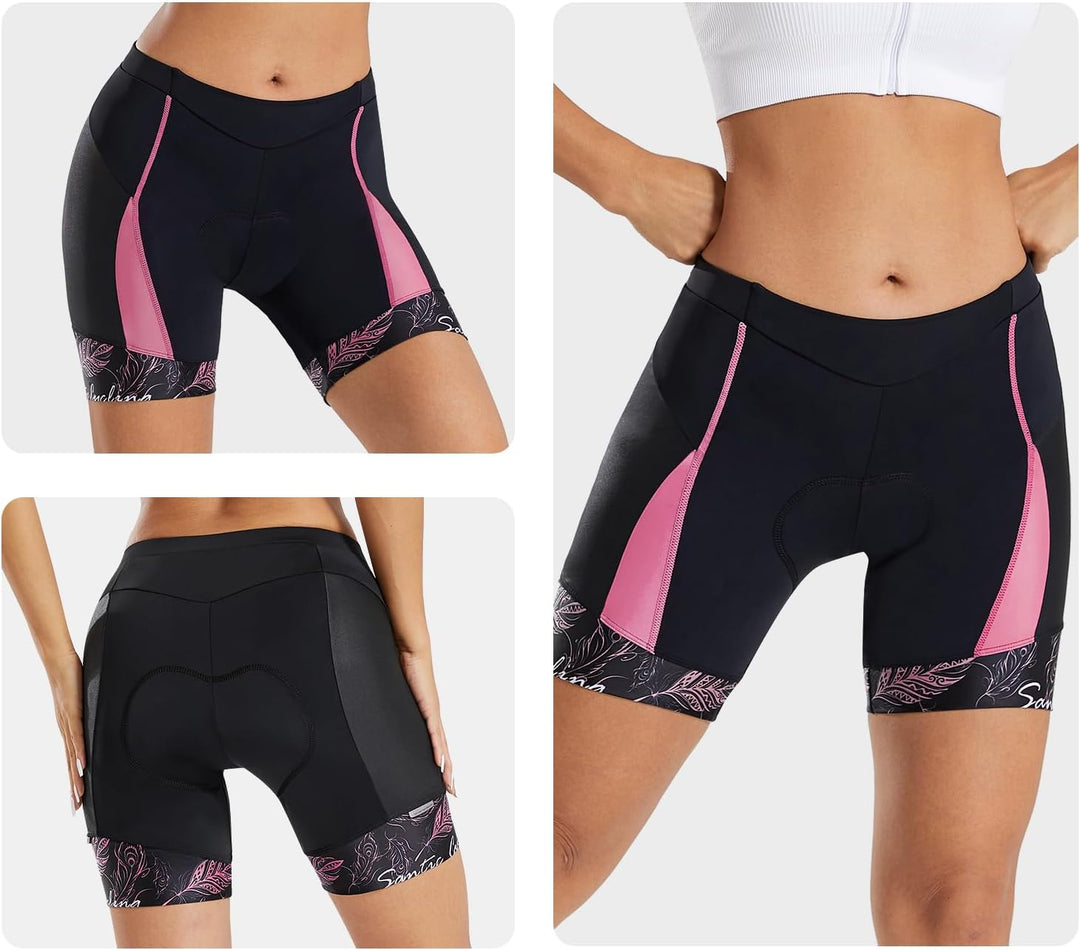 Santic Fahrradhose Damen Gepolstert Kurz Radlerhose Damen Radhose L 3-rosa, L 3-rosa