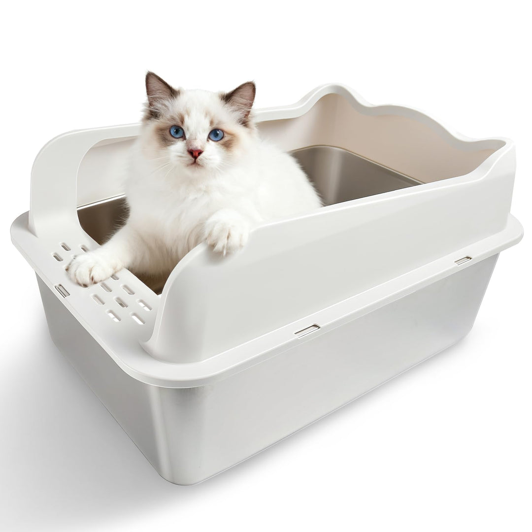 HOUSLUX XXL Katzenklo,Grosses Katzentoilette 50 * 35 * 25 cm Niemals Gerüche, Rostfrei, Antihaft Gla