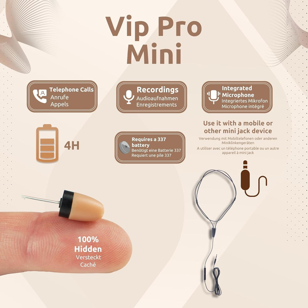 PingaOculto Spion Kopfhörer für Prüfung Mini VIP Pro Unsichtbare Kopfhörer für Handy mit Mikrofon -
