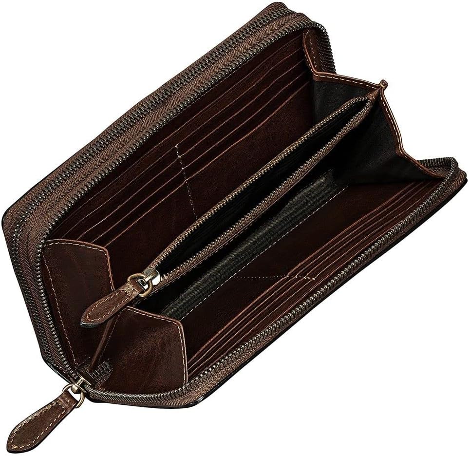 Maxwell Scott Italienische Damen Luxus Leder Clutch Meleto Dunkelbraun, Dunkelbraun