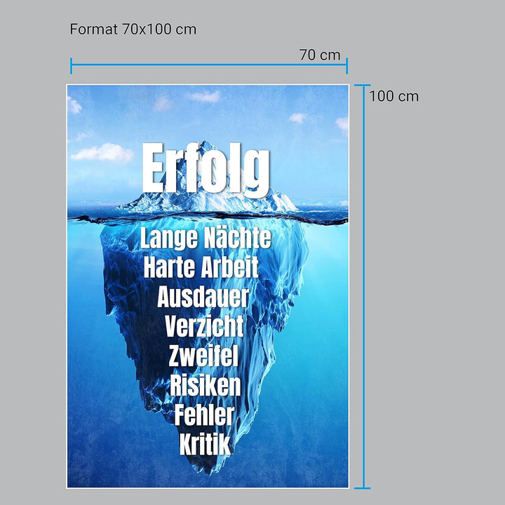 wandmotiv24 Poster als Wanddeko, Grösse 100x70cm, Erfolg Eisberg, Arktis, Arbeit, Moderne Wanddeko,