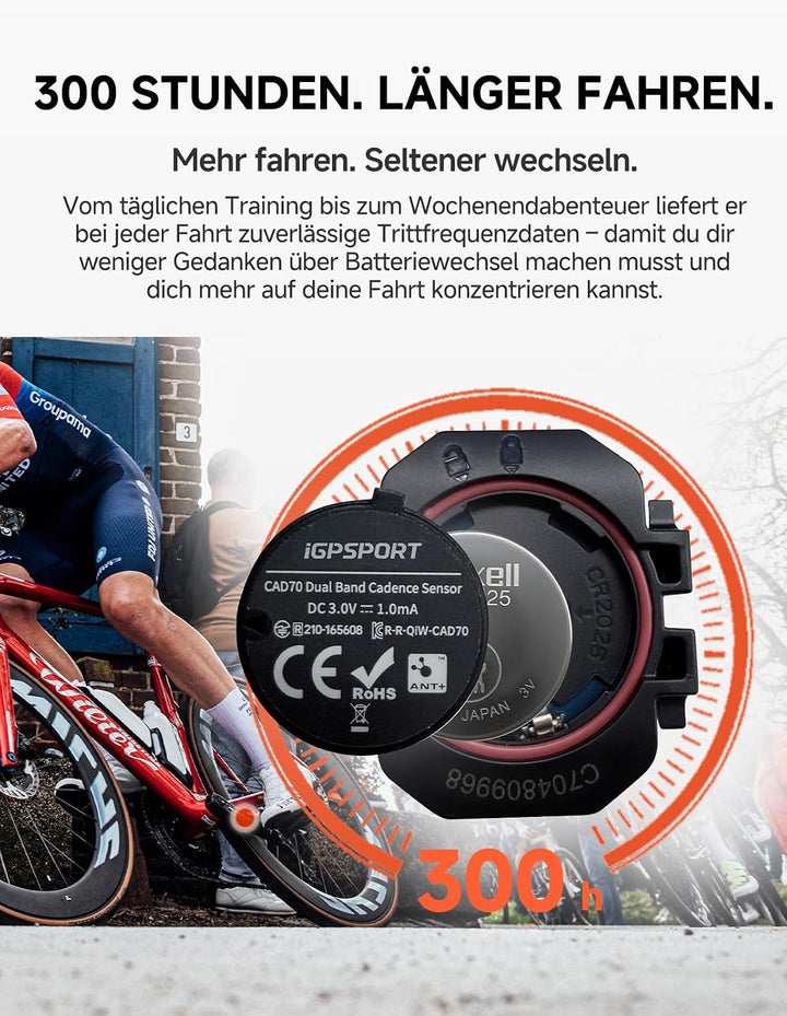 iGPSPORT CAD70 Trittfrequenzsensor &amp; SPD70 Geschwindigkeitssensor, Fahrrad, CAD70