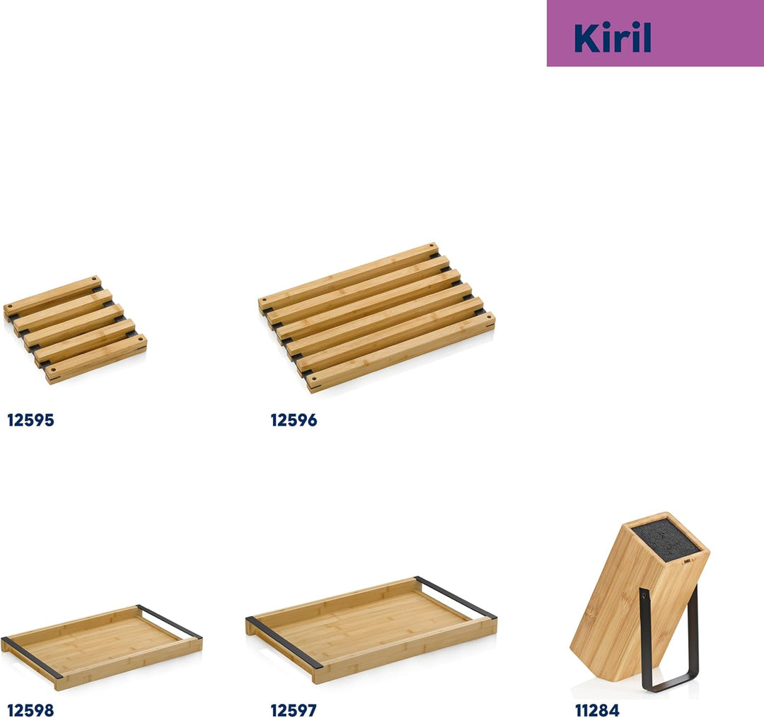 kela Messerblock ohne Messer KIRIL, Bambusholz Messerhalter mit Borsteneinsatz, Metallaufsteller sch