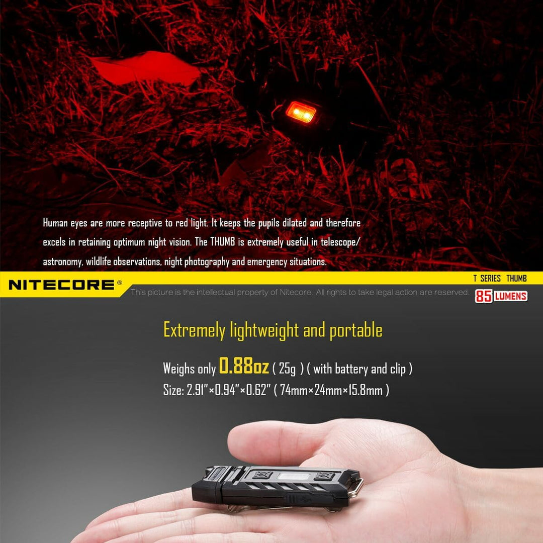 Nitecore THUMB UV - 45 Lumen, über USB aufladbar, Lampenkopf verstellbar, UV-Licht