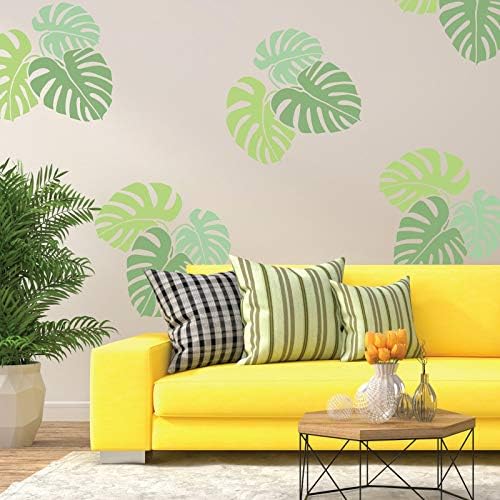 Wiederverwendbare Wandschablone aus Kunststoff // Tropisch - Monstera - Palmblatt // Muster Schablon