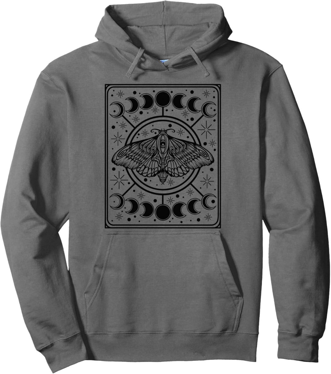 Tarotkarte Witchy Goth Moth Mondphasen Pullover Hoodie