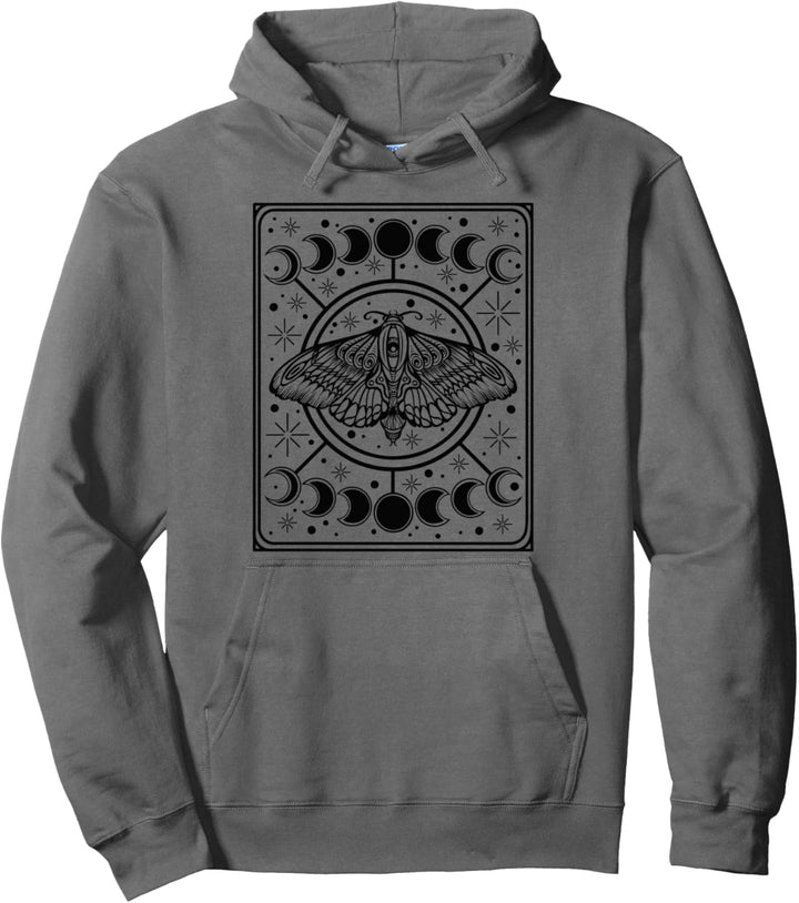Tarotkarte Witchy Goth Moth Mondphasen Pullover Hoodie