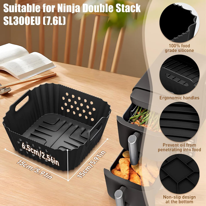 Heissluftfritteuse Zubehör für Ninja Double Stack XL SL300EU 7.6L, Silikonform Airfryer Zubehör Komp
