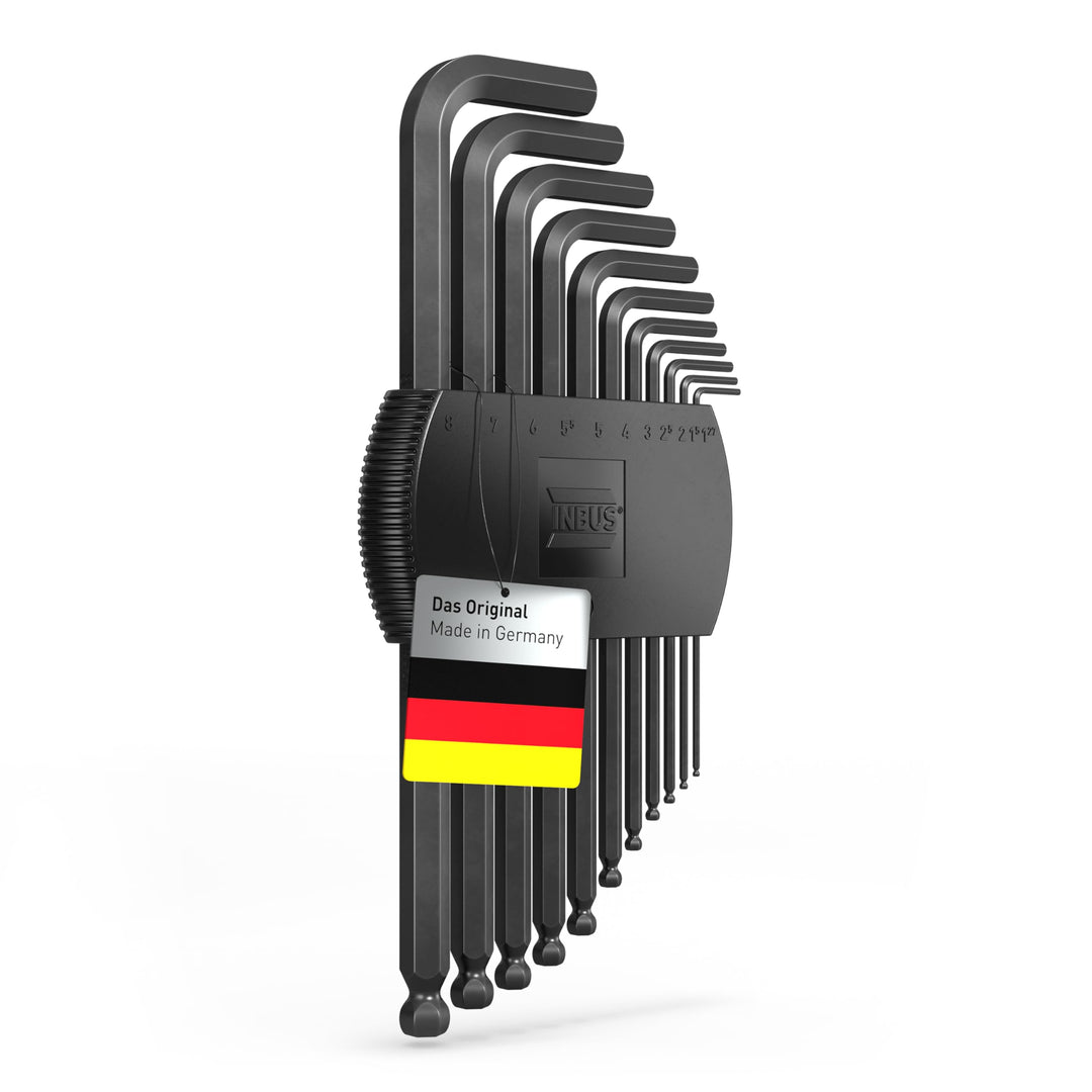 INBUS® 74711 Winkelschraubendreher Set 11tlg, 1.27 – 8mm, mit Kugelkopf — Made in Germany