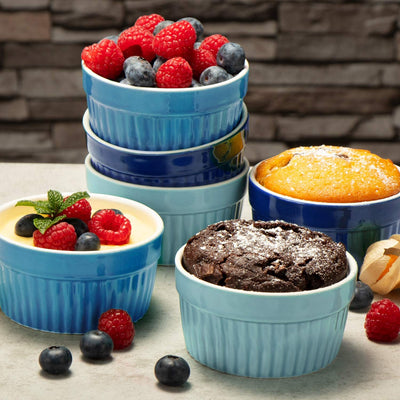 COM-FOUR® 12x Soufflé Förmchen - Creme Brulee Schälchen aus Keramik - Ofenfeste Förmchen - Dessertsc