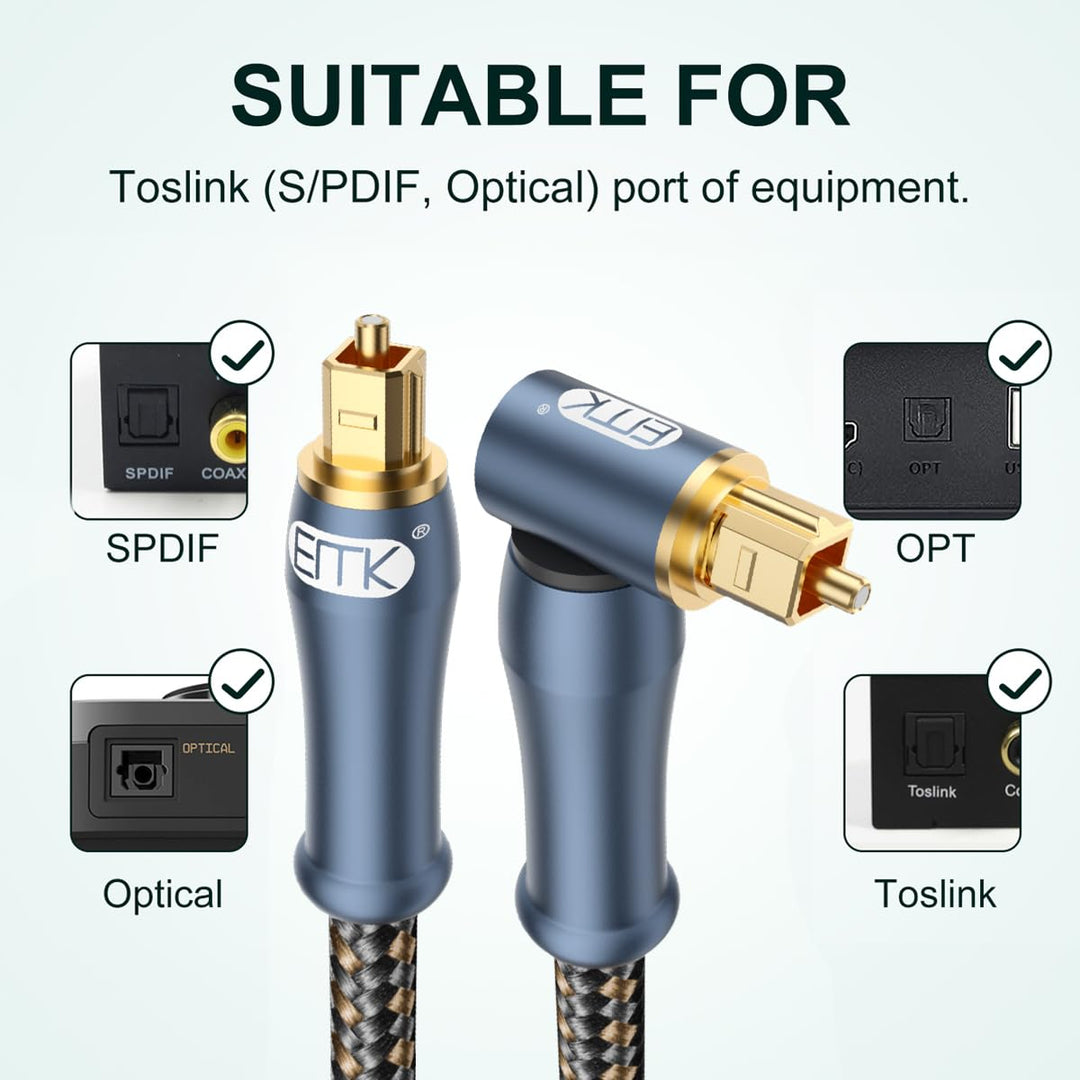 EMK Optisches Kabel Rechteckiges Toslink-Kabel Lichtleiterkabel (5 meter), 5 meter