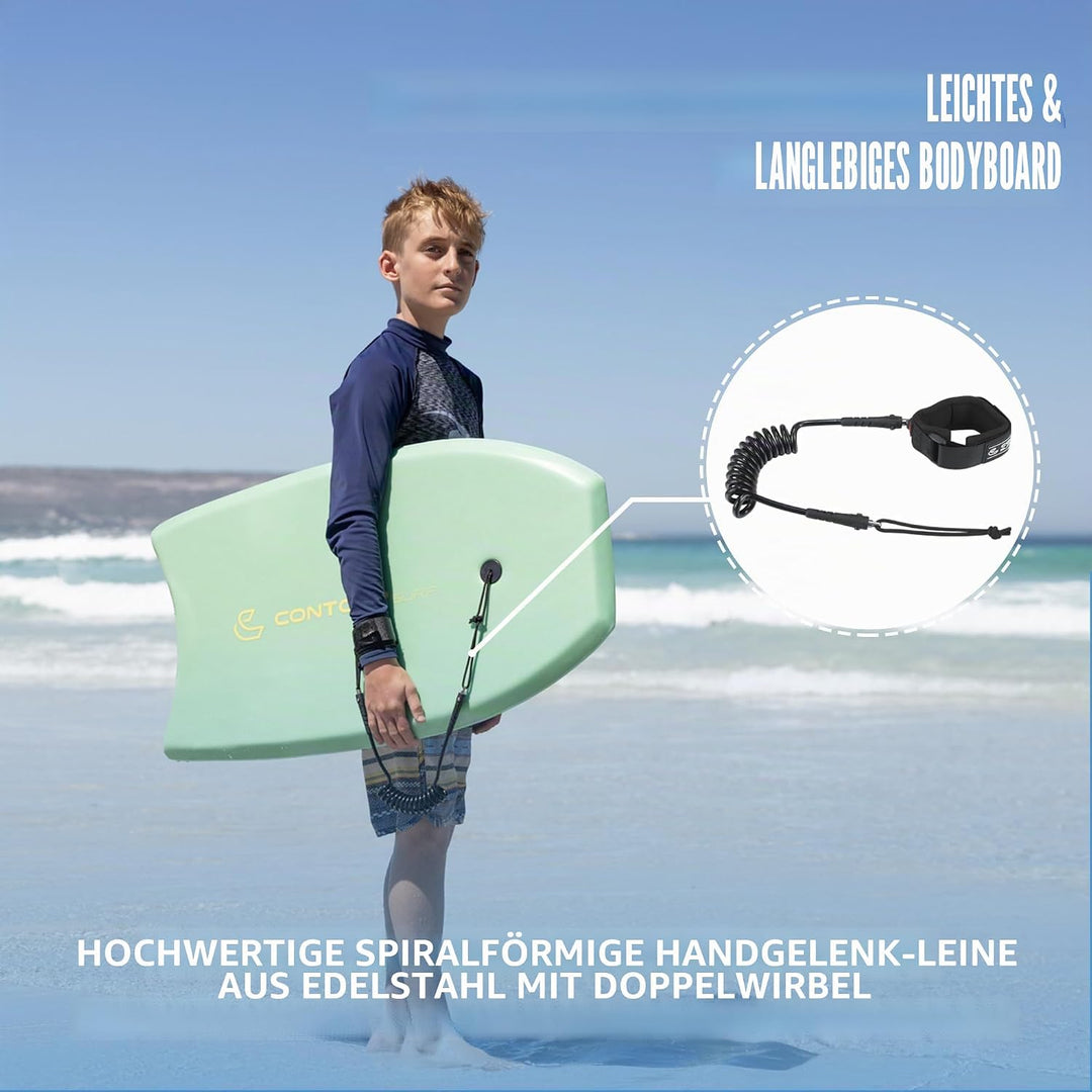 Reed Body Board Bodyboard für Strand, Kinder, Leichter EPS-Core, Doppelk, doppeltes Drehgelenk, gewi