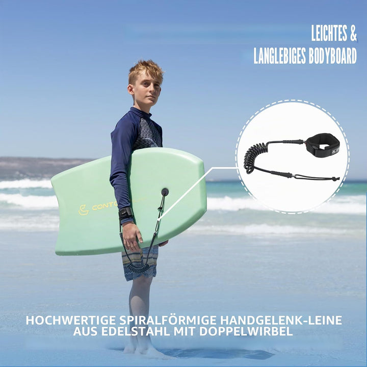 Reed Body Board Bodyboard für Strand, Kinder, Leichter EPS-Core, Doppelk, doppeltes Drehgelenk, gewi