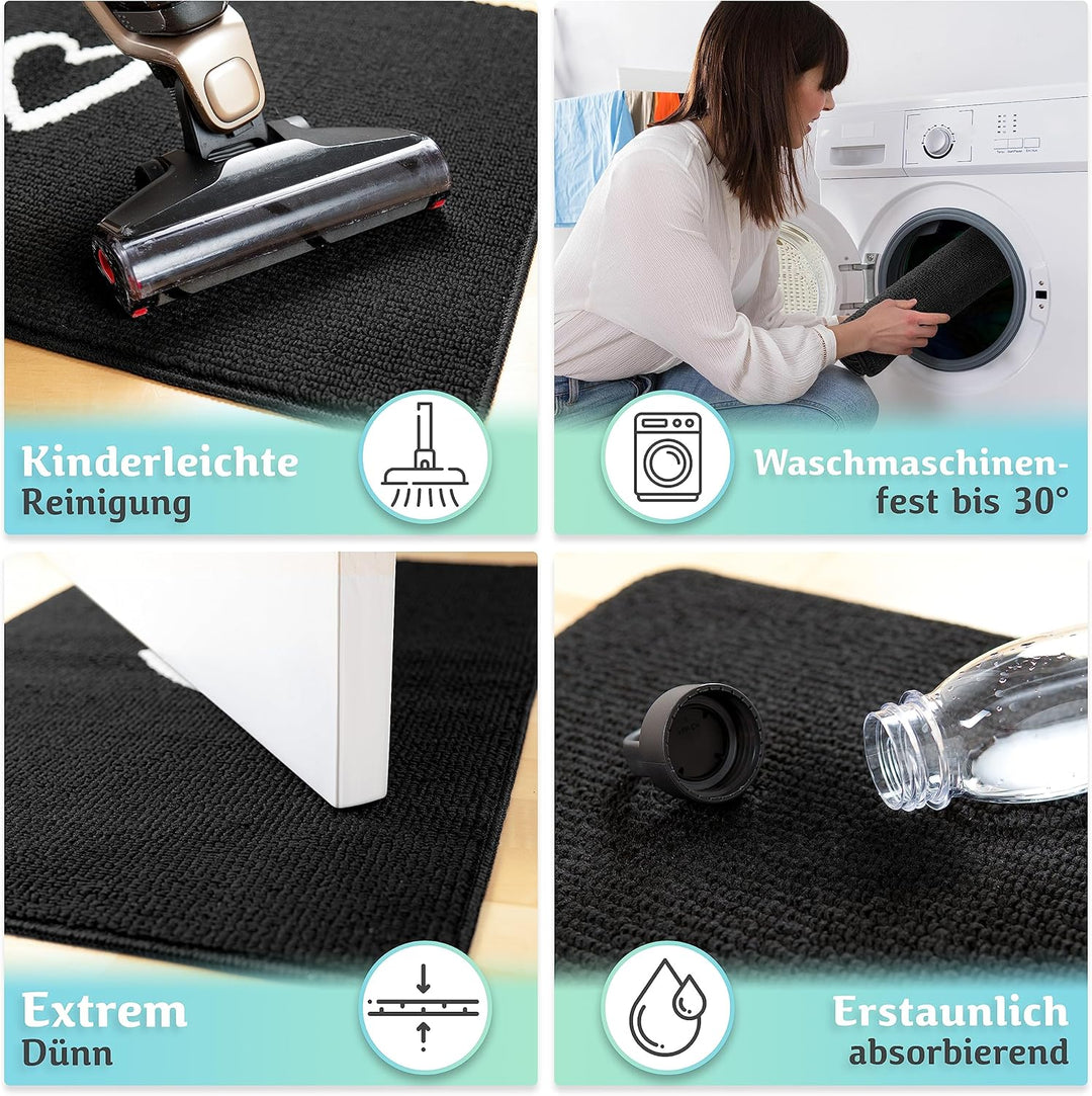 Fussmatte innen [waschmaschinenfest] in perfekter Grösse für die Haustür. Fussmatte schwarz 60x90 fu