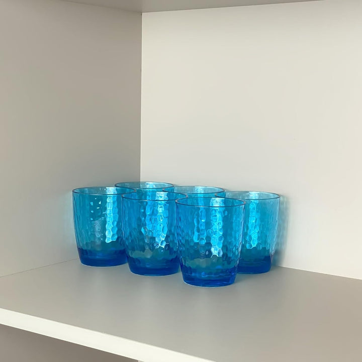 Grosse Acrylgläser, 740 ml, Kunststoffbecher, Set mit 6 transparenten Farben, gehämmerter Stil, BPA-