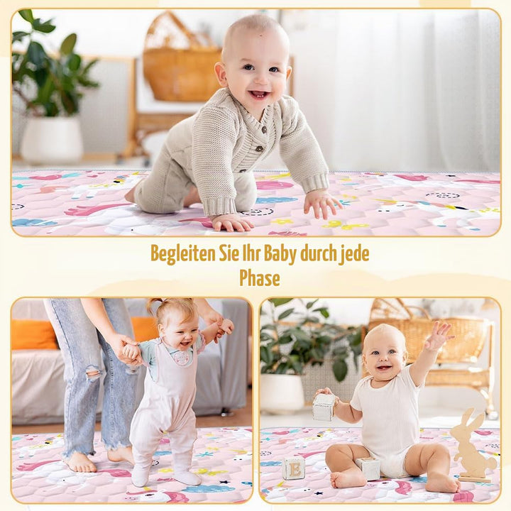 Baby Spielmatte, 127x127 cm Baby Krabbelmatte, Baby Faltbare Spielmatte, Krabbeldecke für Baby, Klei