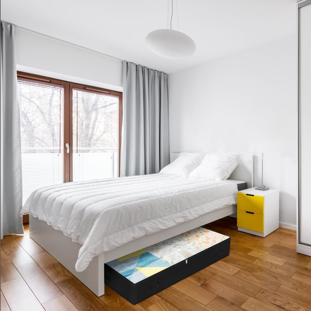 3er Pack, 97X 50X 14cm, Lange flache Unterbett-Aufbewahrungstaschen für Kleidung, Bettwäsche, Puppen