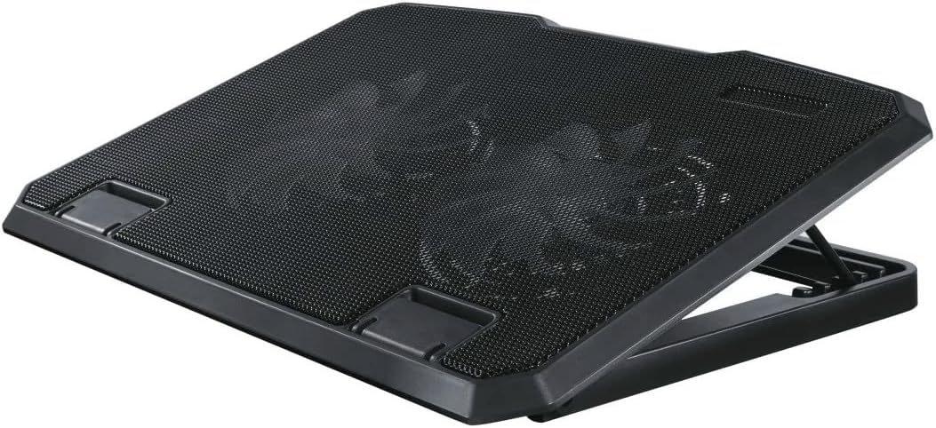 Hama Laptop-Kühler Black Metal, neigbar, leise, 2 Lüfter, 40 cm (15,6), Schw.