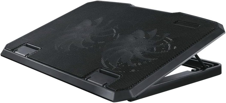 Hama Laptop-Kühler Black Metal, neigbar, leise, 2 Lüfter, 40 cm (15,6), Schw.