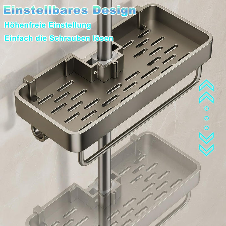 Duschablage ohne Bohren,rostfreie Badezimmer Organizer Duschregal für 19 mm - 23 mm Duschstange,Badr