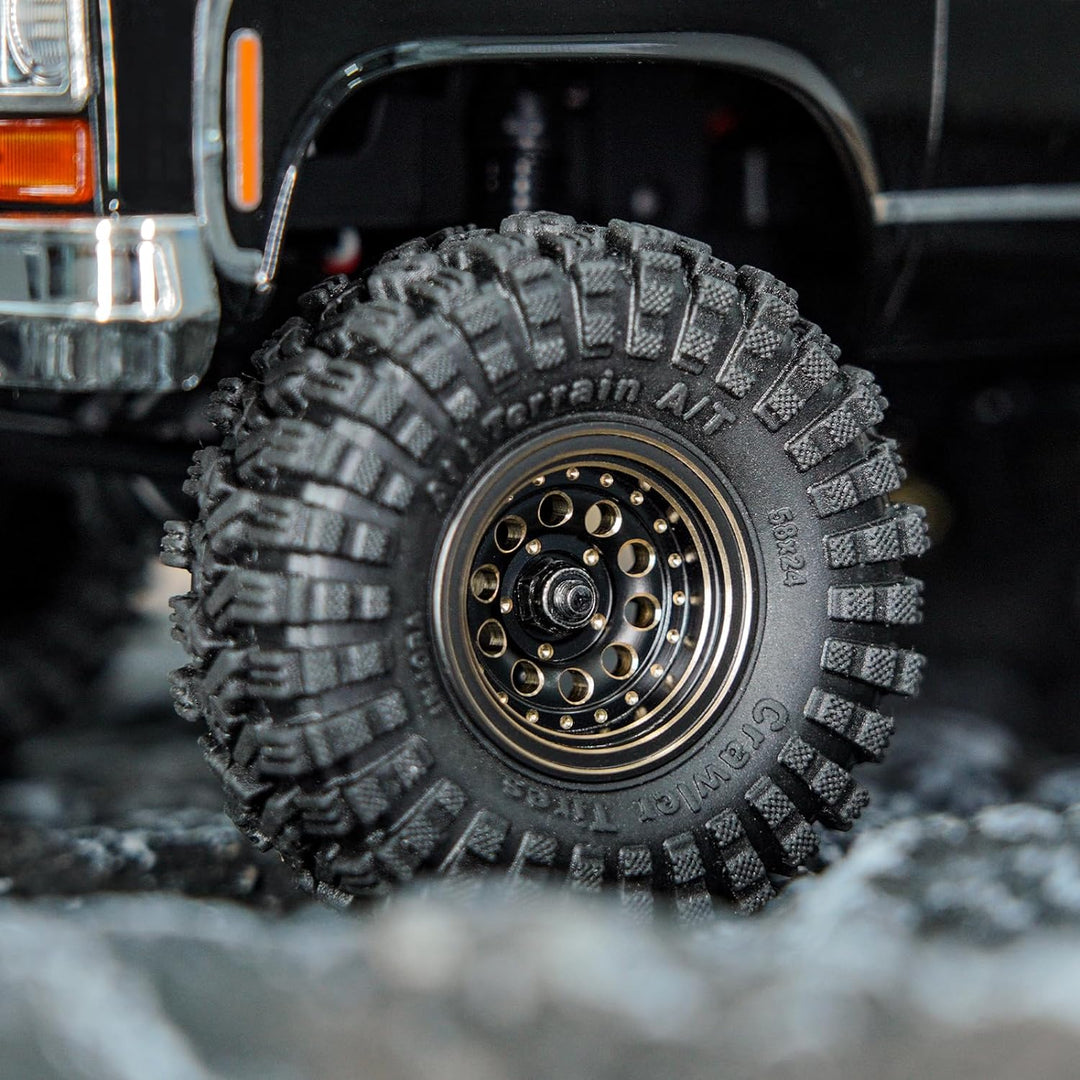 INJORA Schwarze Beschichtung Messing 1.0 Beadlock Rad Reifen Set für Axial SCX24 AX24 TRX4M FCX24 Up