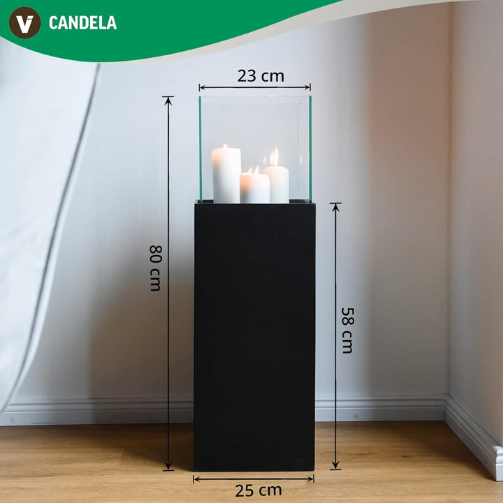 VIVANNO Windlicht-Säule Kerzenständer Deko-Laterne Candela Beton-Optik Anthrazit 80 cm hoch 25x25x80