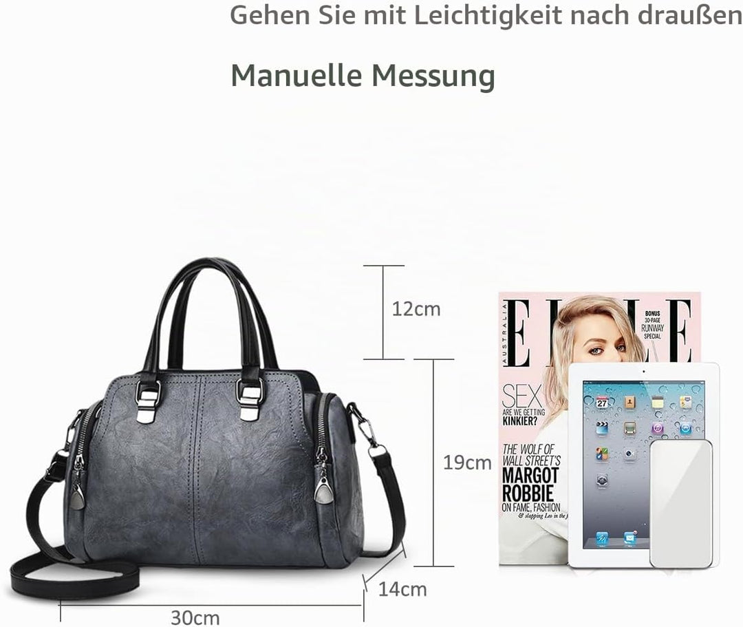 NICOLE&amp;DORIS Damen Mode Taschen mit hohem Tragegriff Retro Handtaschen Schultertasche Umhängetasche