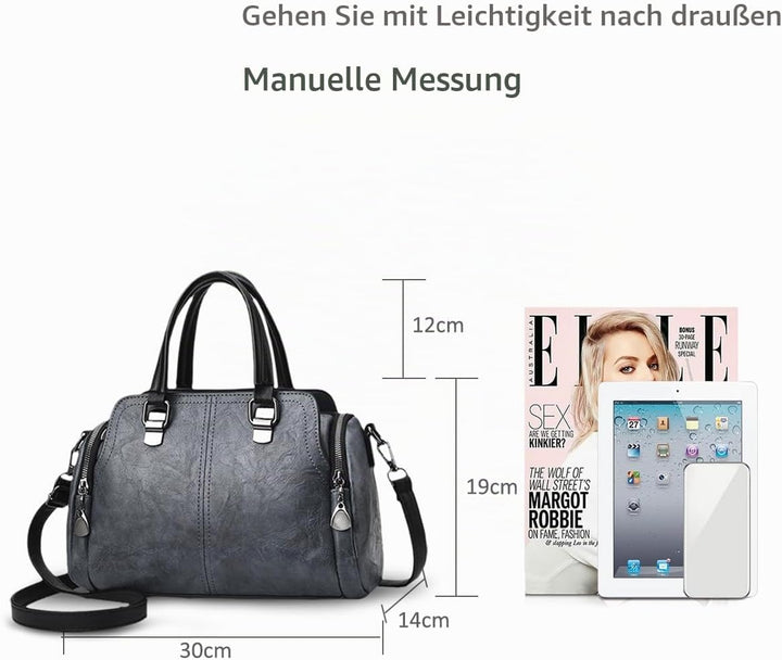 NICOLE&amp;DORIS Damen Mode Taschen mit hohem Tragegriff Retro Handtaschen Schultertasche Umhängetasche