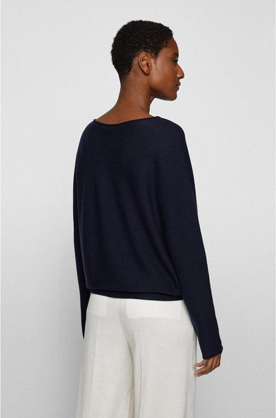 BOSS Damen C Falanda Nahtloser Strickpullover aus Baumwolle und Kaschmir Hellblau XL