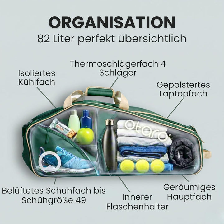 Otaro Tennistasche (82L) Premium Schlägertasche | Tennis, Badminton Schläger, Padel Schläger oder Sq