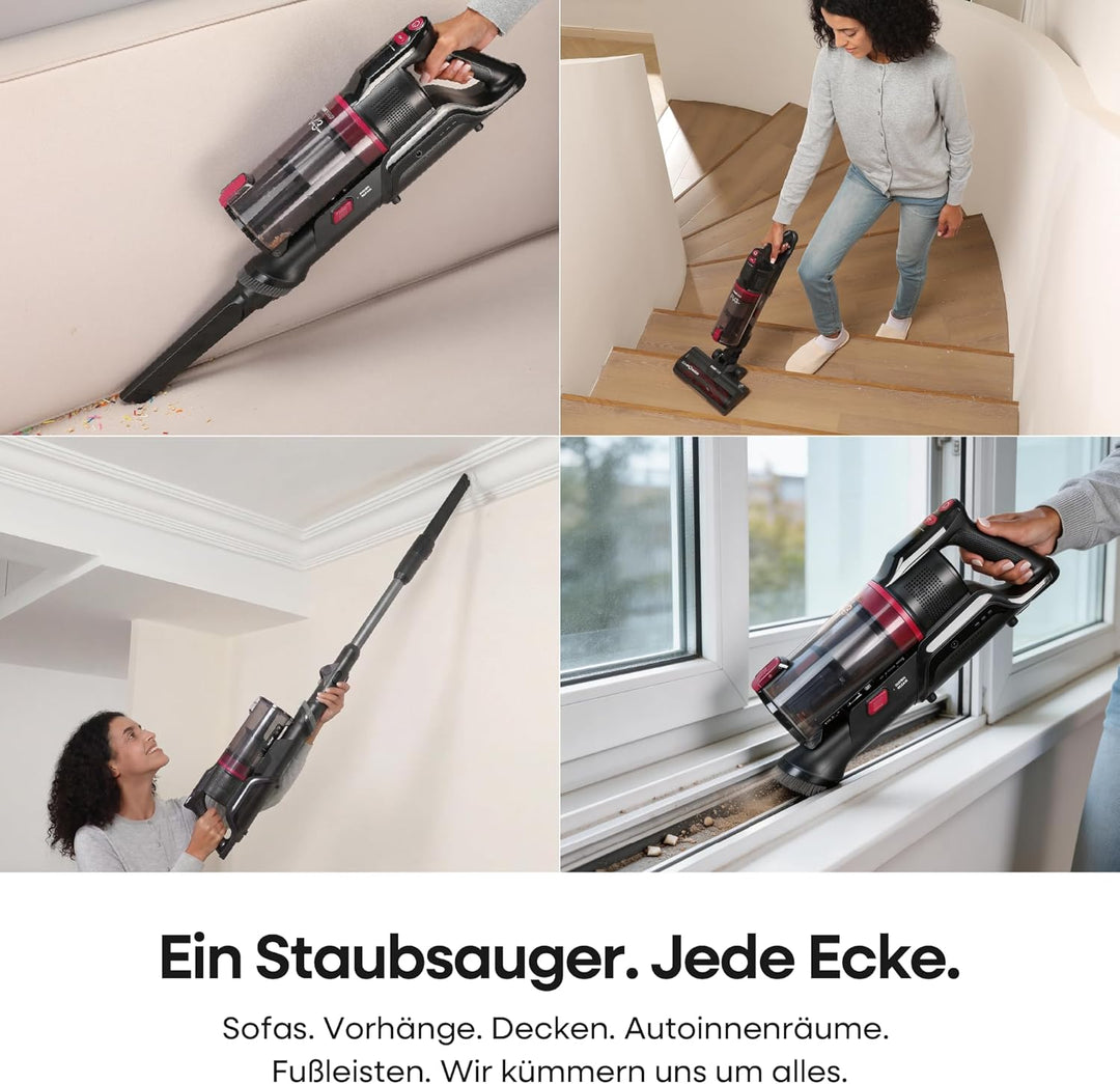 FAMIVAC FV3 Akku Staubsauger 60KPa/50Min/120㎡, Staubsauger Kabellos mit Klappbares Rohr, Selbststehe