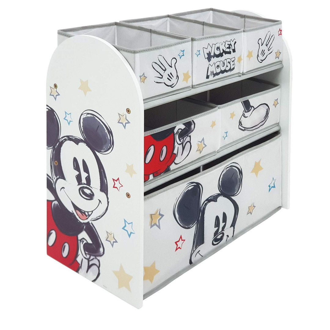 ARDITEX – Organizer aus Holz mit 6 Textilboxen mit Mickey-Mouse-Motiv von Disney – 62x30x60cm – Farb