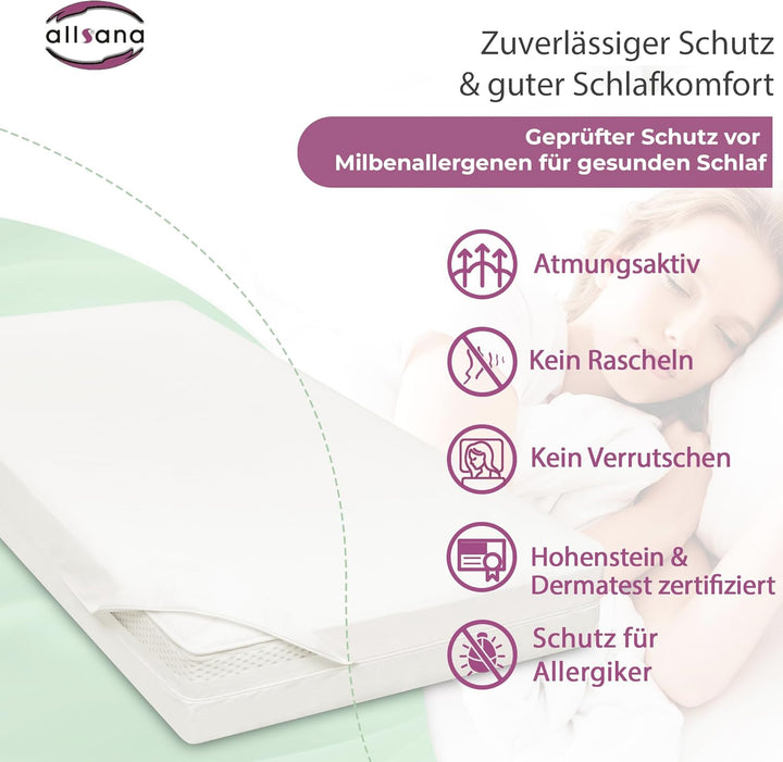 Allsana Allergiker Matratzenbezug 80x200x20 cm | Allergie Bettwäsche | Anti Milben Encasing | Milben