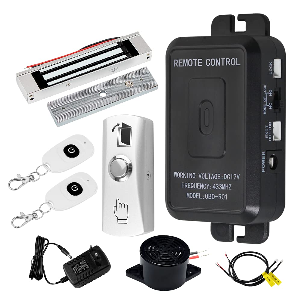 FUSYTULY Komplettes Zutrittskontrollsystem Kit Wireless 433MHz Fernbedienung Türöffner + 180KG/350lb