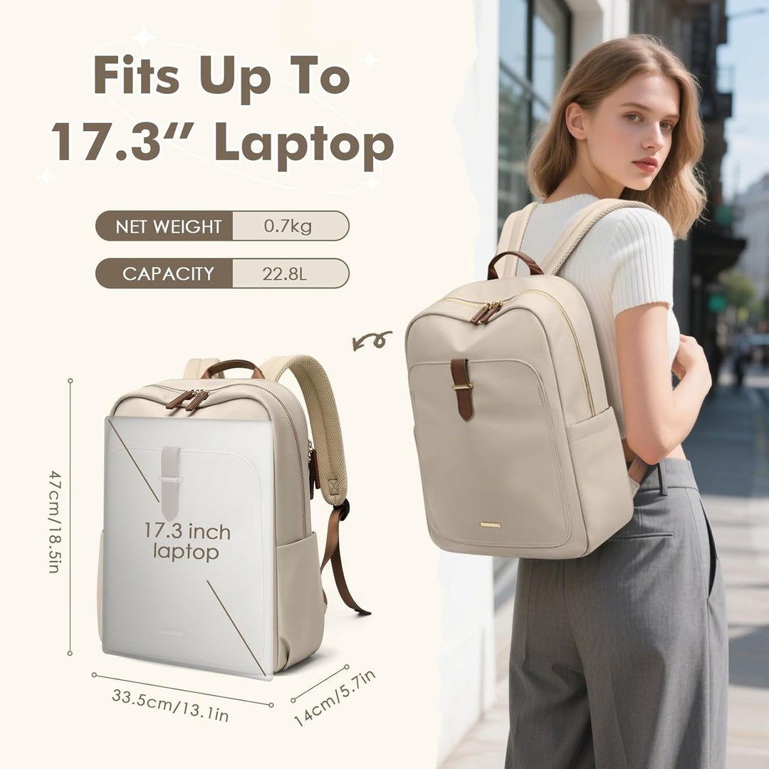 Rucksack Damen Herren Elegant,17.3 Zoll Laptop Rucksack Wasserdicht mit Laptopfach, Business Laptopt