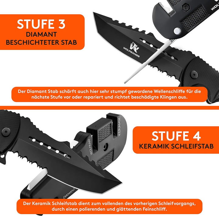 ODENWOLF KlingenDoktor 5 in 1 - Premium Pocket Klingenschärfer & Survival Tool - Geeignet für die gä