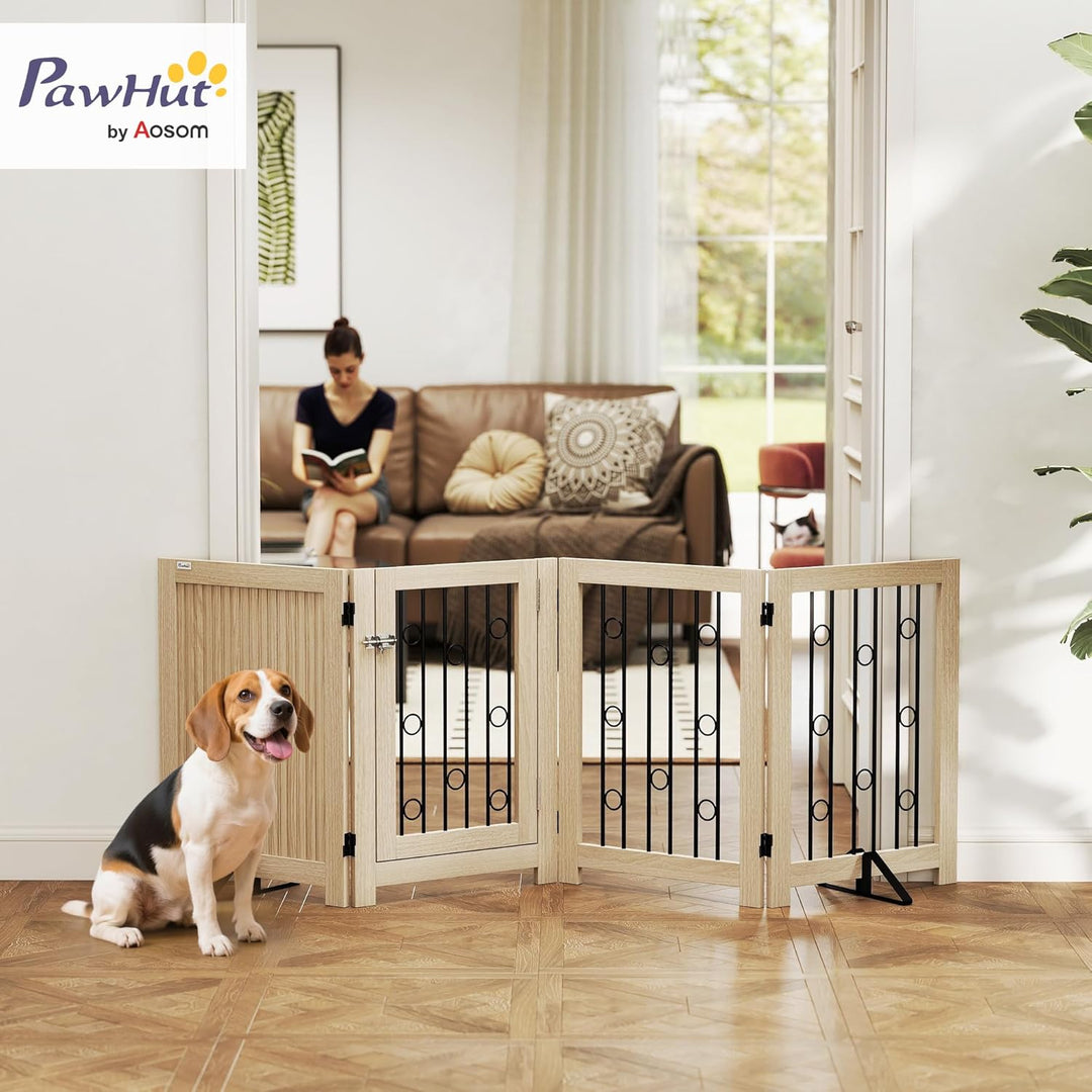 PawHut Absperrgitter Hund Freistehendes Schutzgitter, HxB: 70 x 205 cm Faltbares Hundegitter mit 2 S