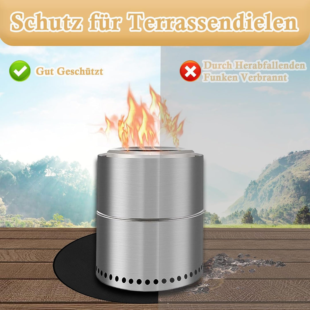 Qivine 120cm Grillmatte Bodenschutz Rund, Antihaf Grill Unterlage Boden Wiederverwendbar, Hitzebestä