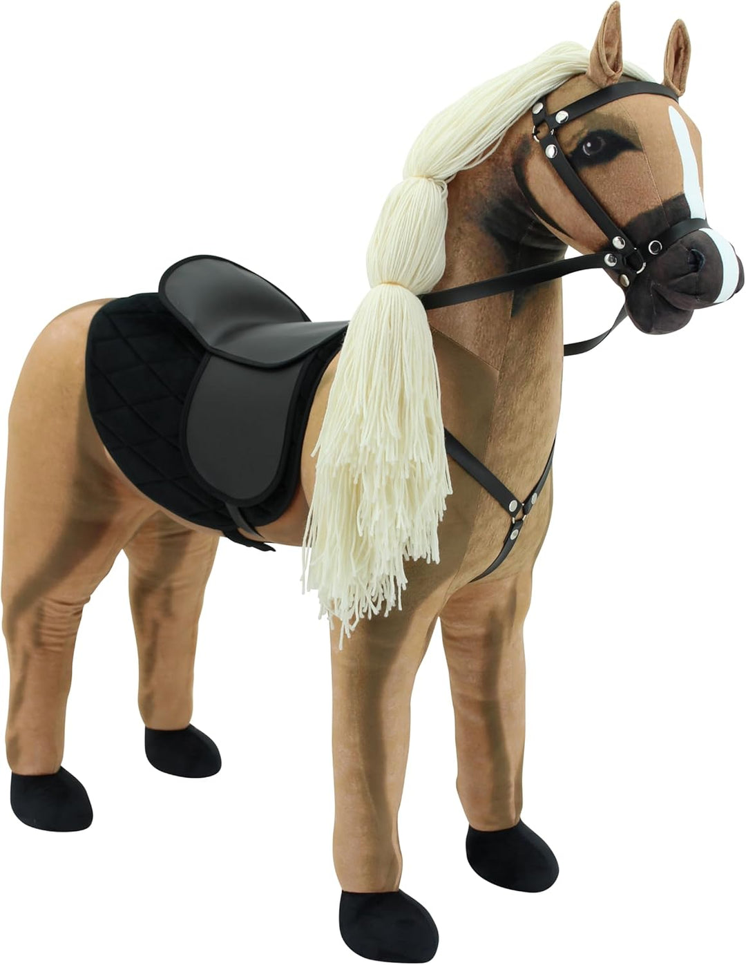 Sweety Toys Stehpferd zum Reiten- Plüschpferd Reittier Keine Montage erforderlich (Hellbraun), Hellb