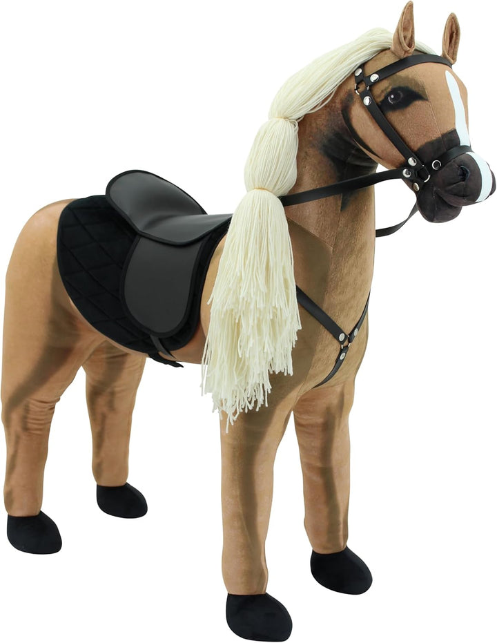 Sweety Toys Stehpferd zum Reiten- Plüschpferd Reittier Keine Montage erforderlich (Hellbraun), Hellb