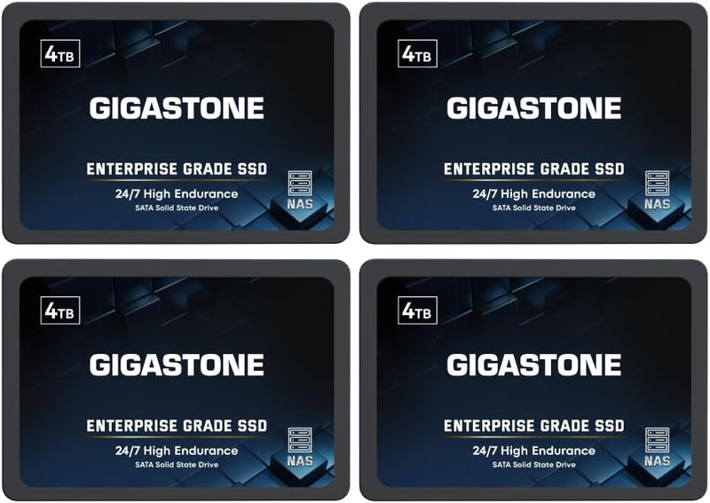 Gigastone NAS SSD 4TB SSD Festplatte (4er-Pack) Hohe Dauerhaltbarkeit SSD für 24/7 Dauerbetrieb NAS-