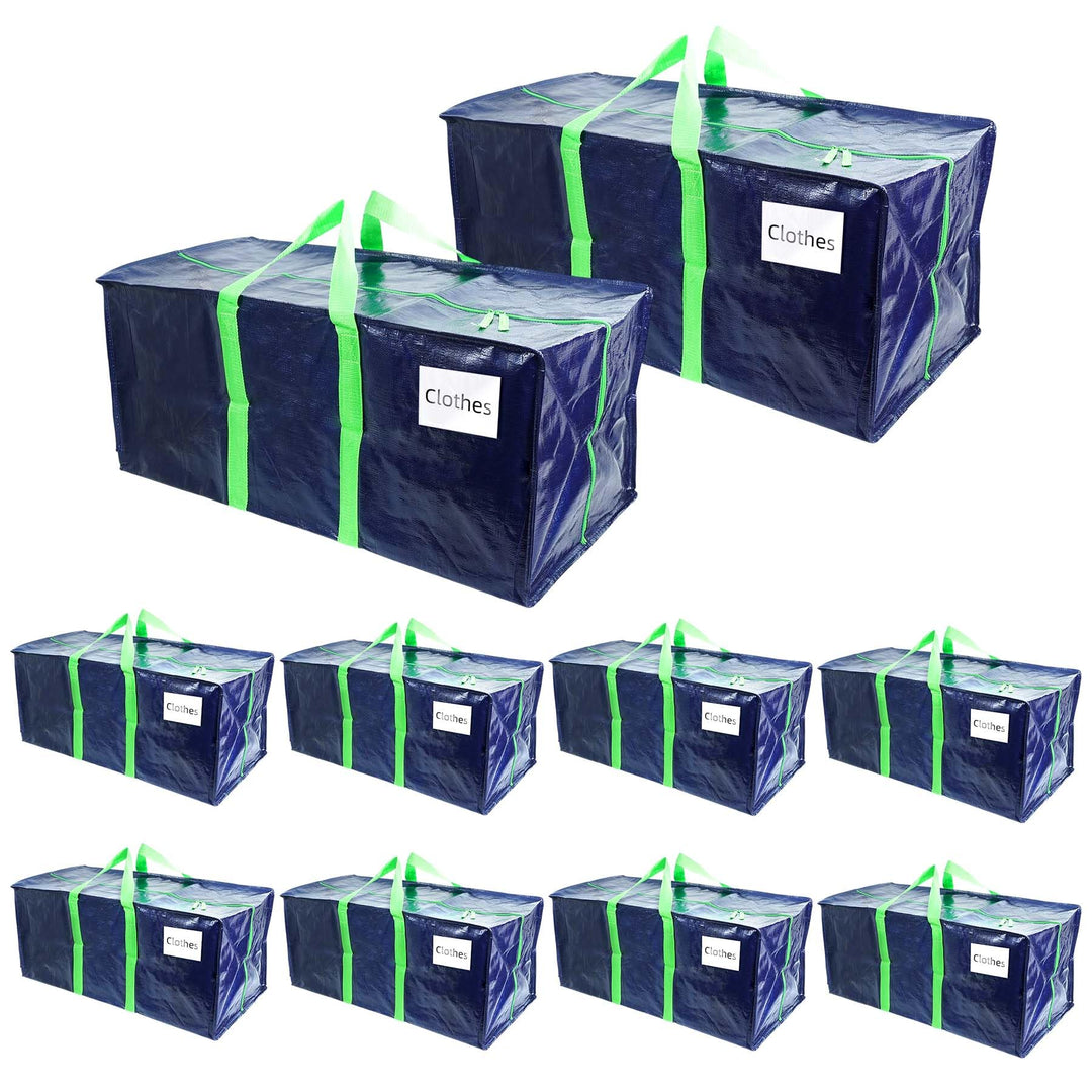 VOUNOT 10 Stück Umzugstaschen Gross, Faltbare Aufbewahrungstasche mit Stabilen Griffen und Rucksackg