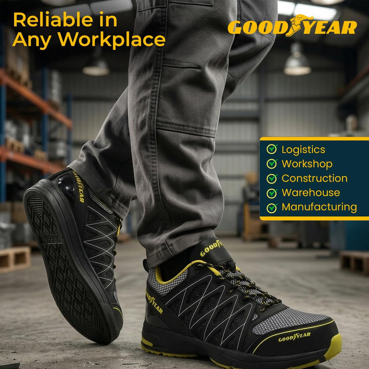 Goodyear Herren gyshu1502 Sicherheitsschuhe, Black Yellow, 46 EU Schwarz Gelb 46 EU, Schwarz Gelb 46